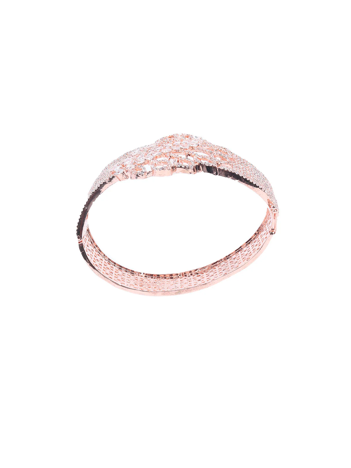 Odette Rose Gold Alloy Embellished Bracelet For Women - Image 3