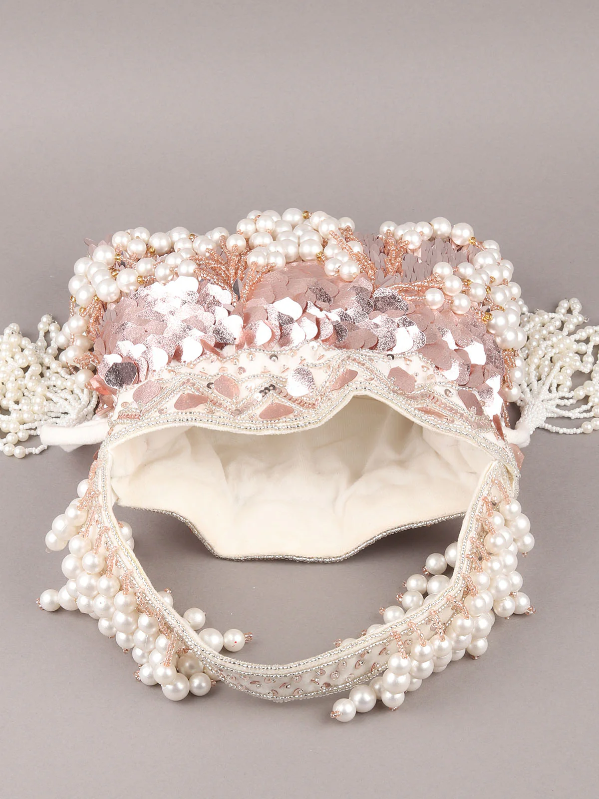 Odette Rose Pink Embroidered Potli Bag For Women - Image 6