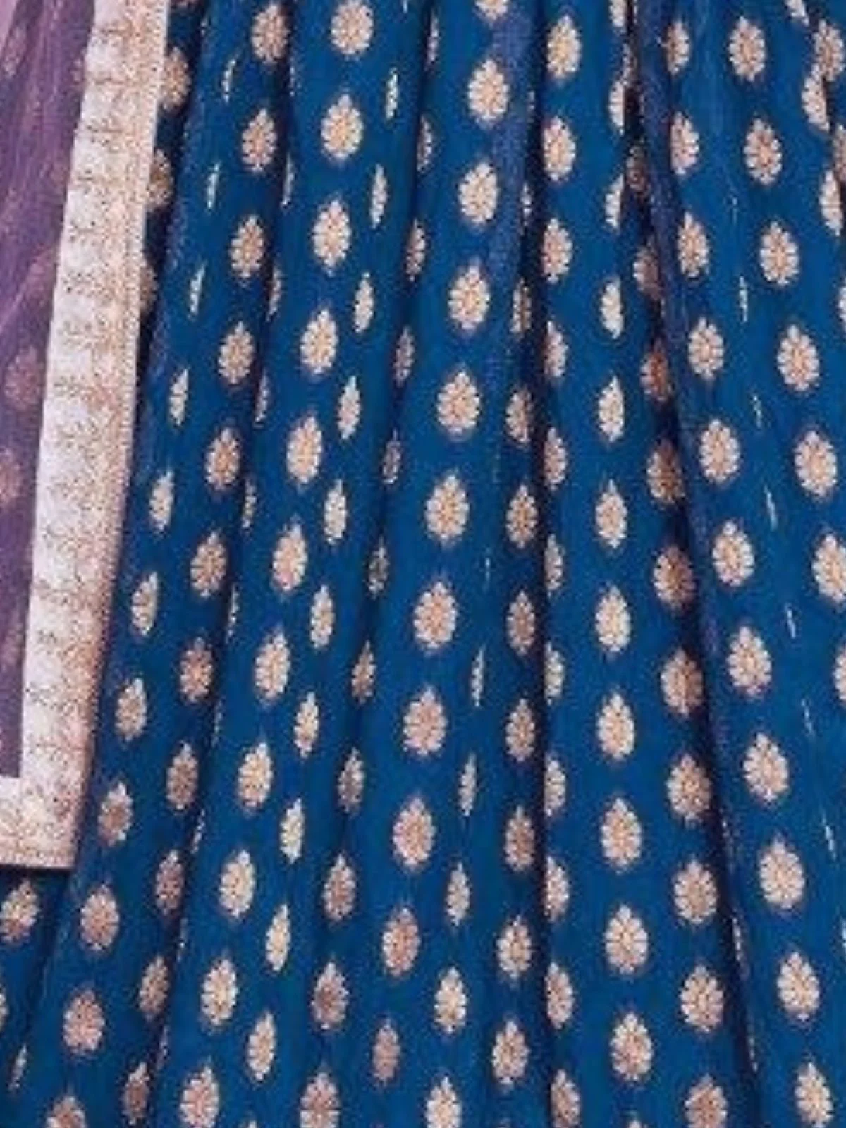 Odette Royal Blue Georgette Embellished Semi Stitched Lehenga For Women - Image 5