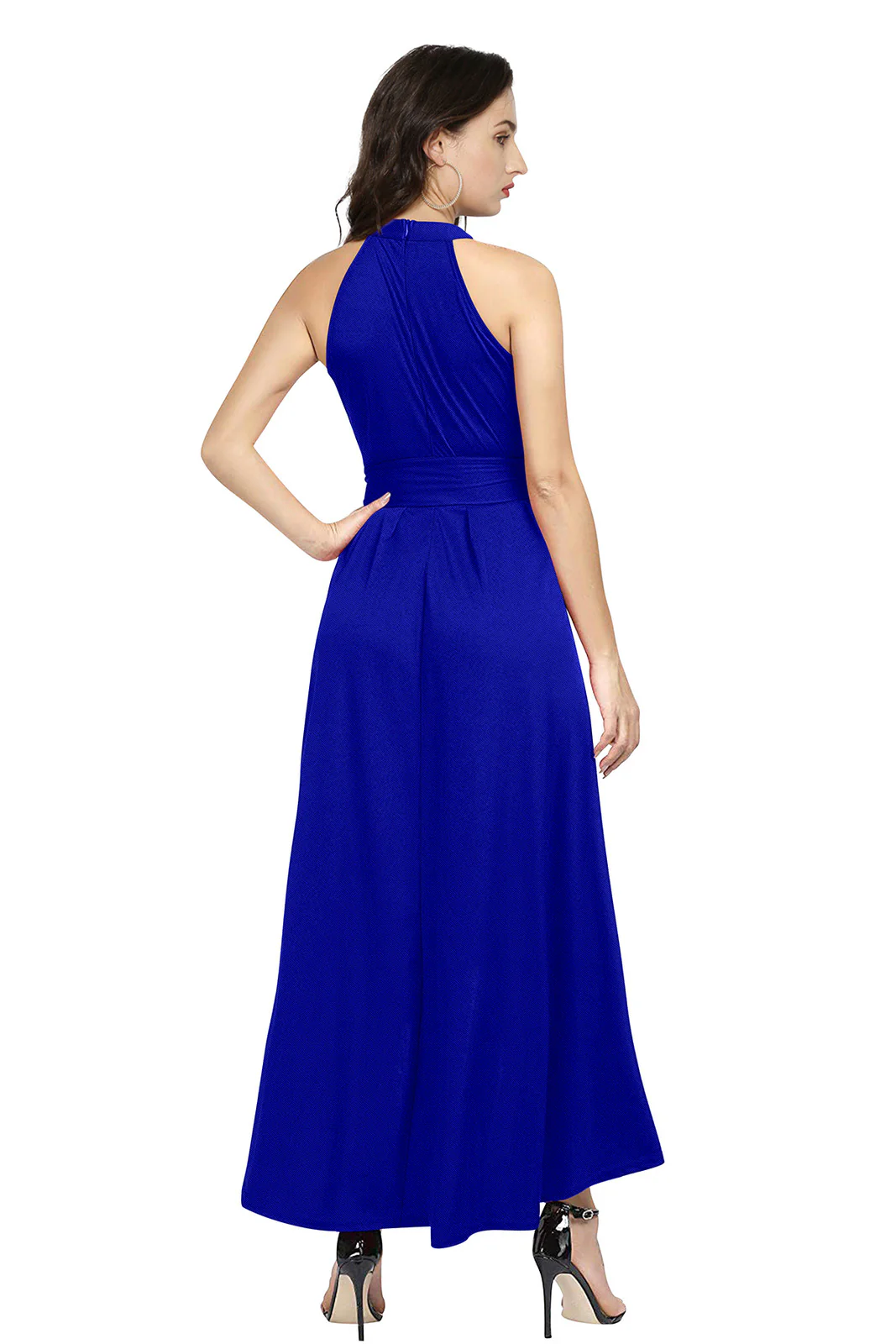 Odette Royal Blue Polyester High Low Dress For Women - Image 4
