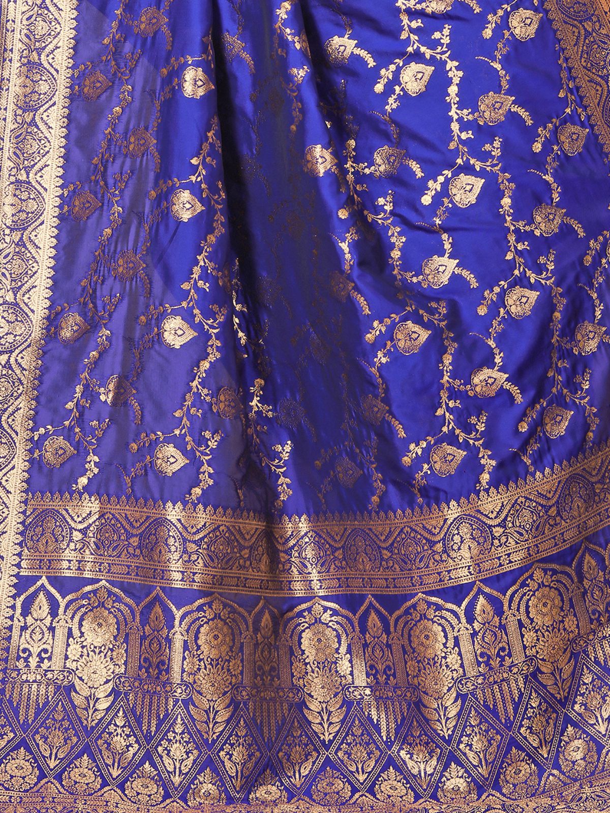 Odette Royal Blue Woven Banarasi Silk Saree With unstitched Blouse For Women - Image 6