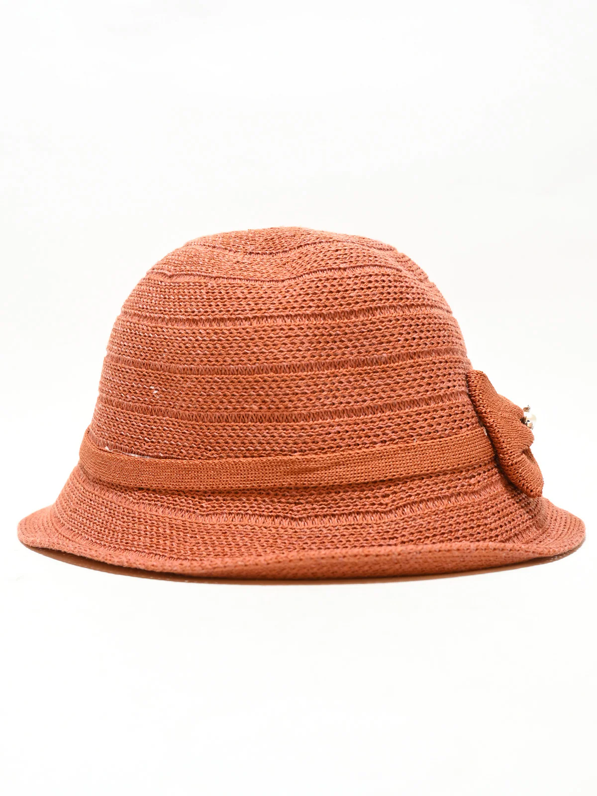 Odette Rust Orange Synthetic Bow Design Hat Women - Image 3