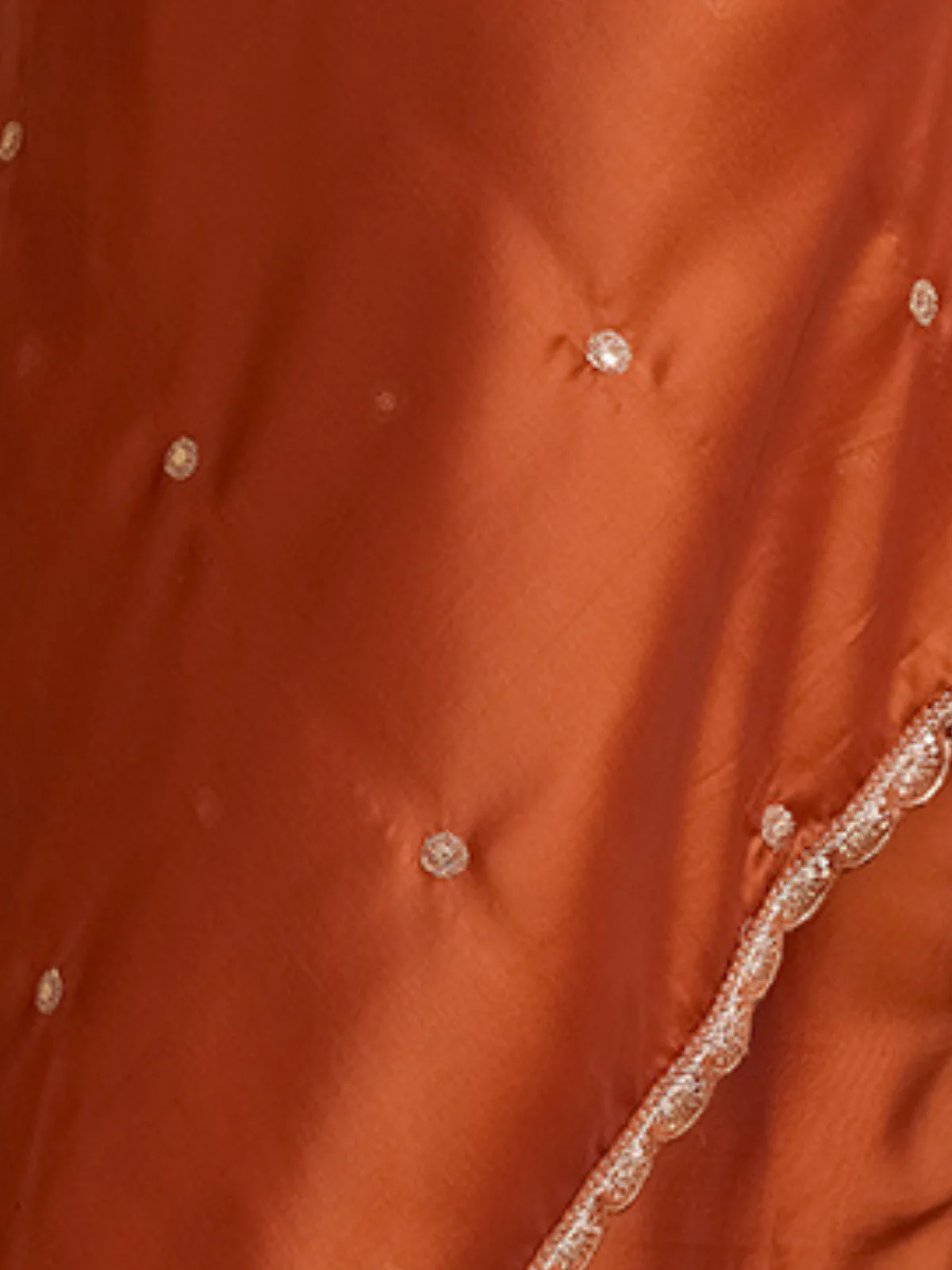 Odette Rust Silk Blend Embroidered Saree For Women - Image 5