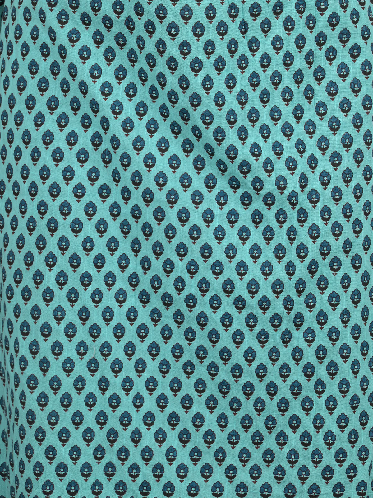 Odette Sea Blue Cotton Printed Stitched Kurta For Women - Image 5