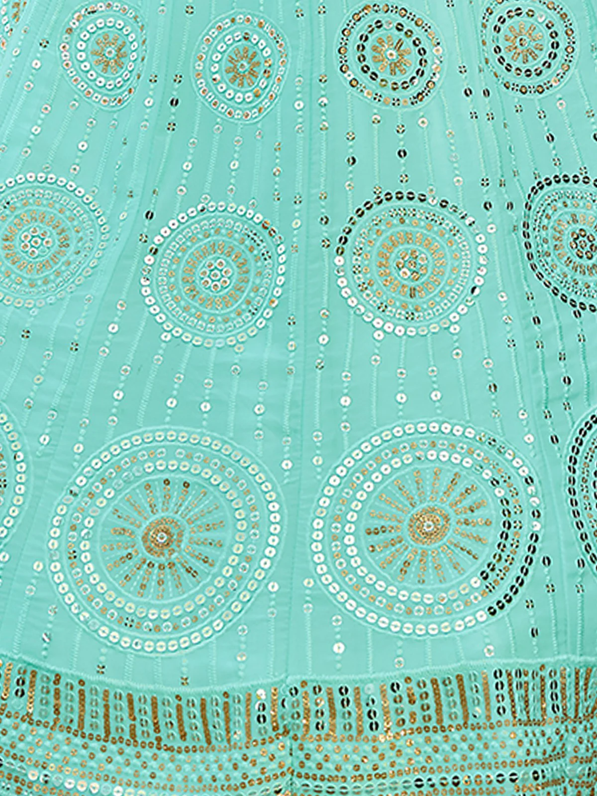 Odette Sea Green Embellished Georgette Semi Stitched Lehenga With Blouse For Women - Image 5