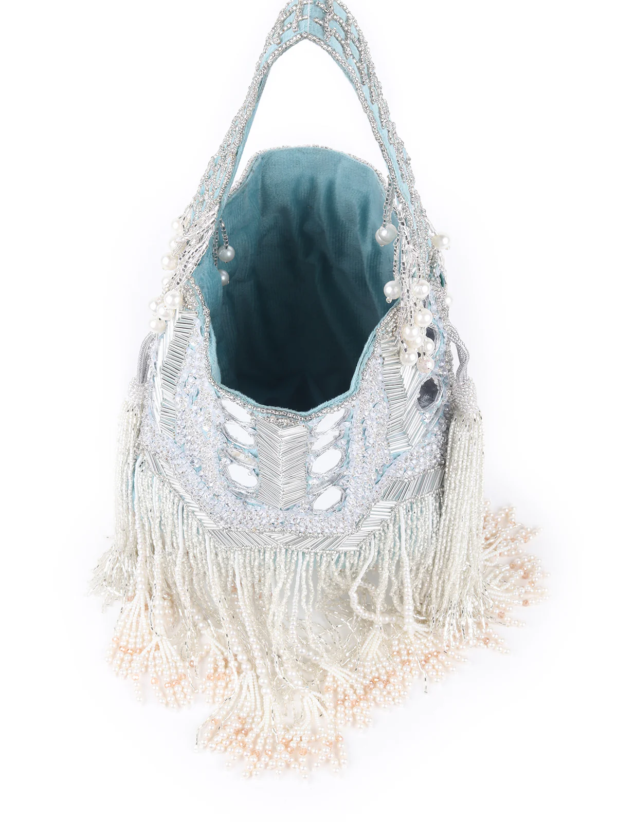 Odette Sea Green Embroidered Bridal Potli Bag For Women - Image 5