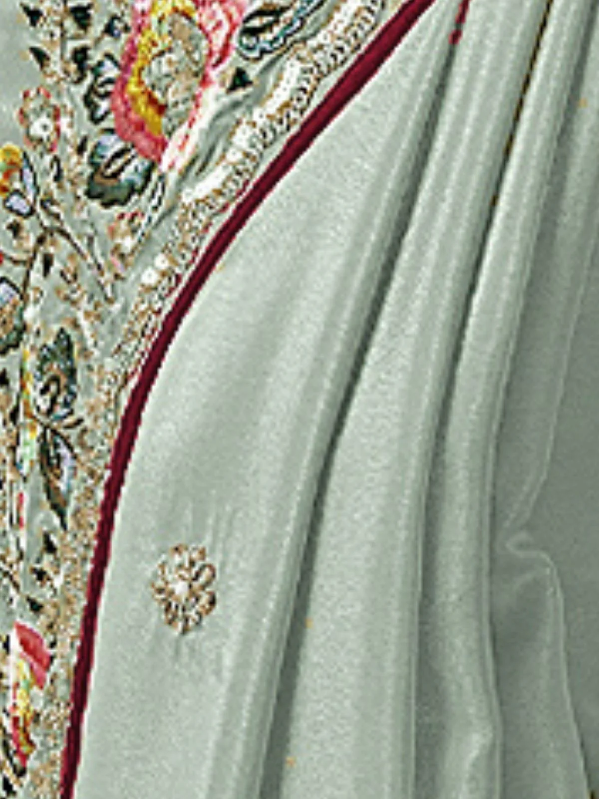 Odette Sea Green Georgette Embroidered Elegant Saree For Women - Image 4
