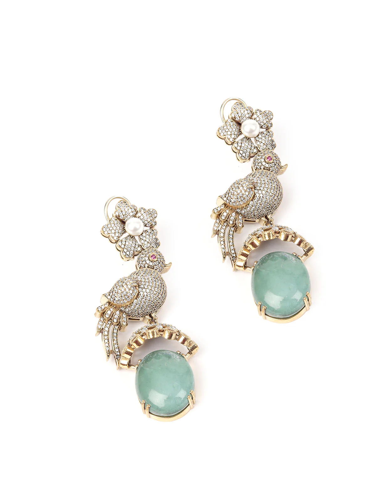 Odette Sea Green Mixed Metal Embellished Gold Plated Neckpiece Set For Women - Image 5