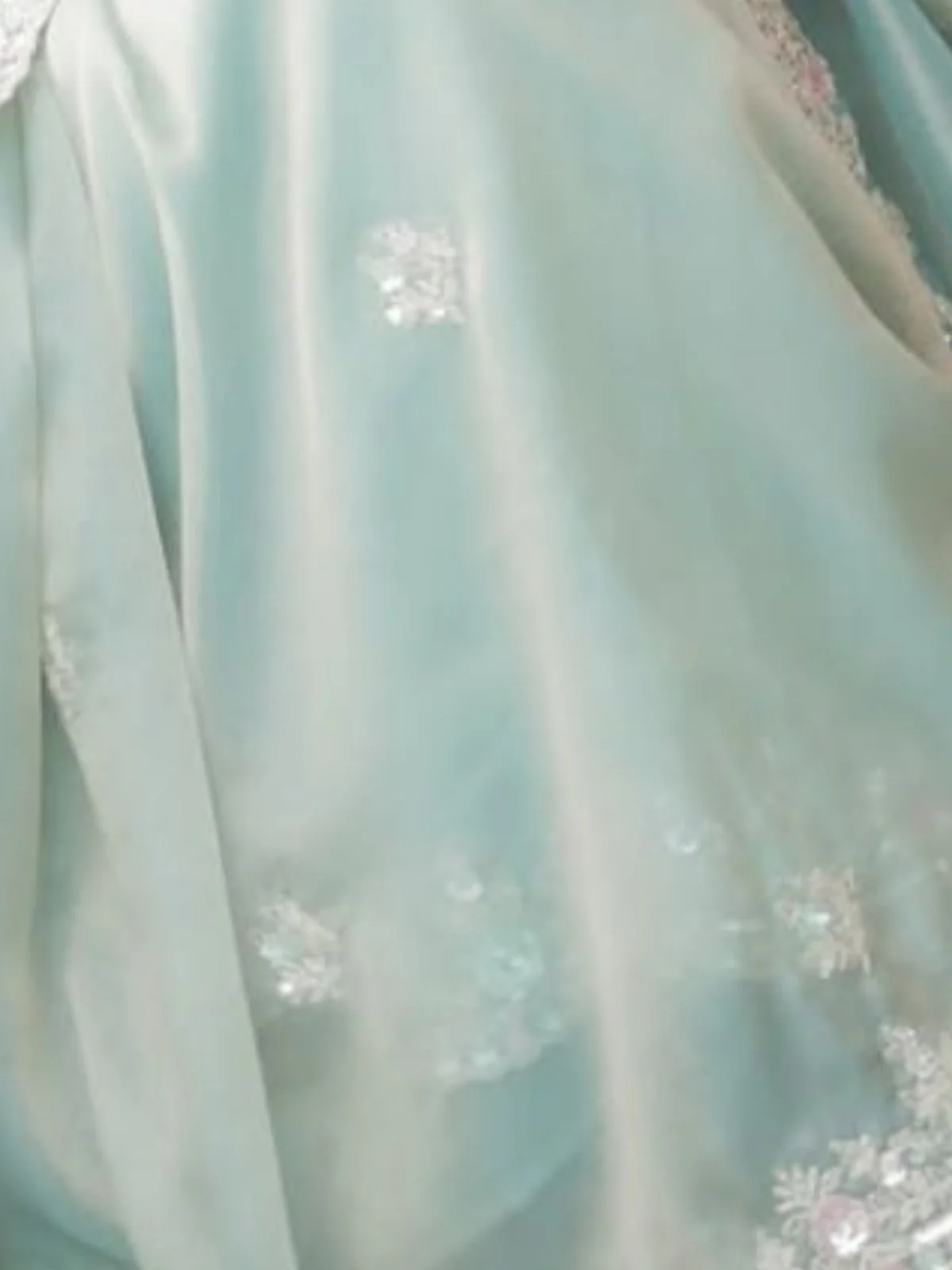 Odette Sea Green Organza Solid Saree For Women - Image 3