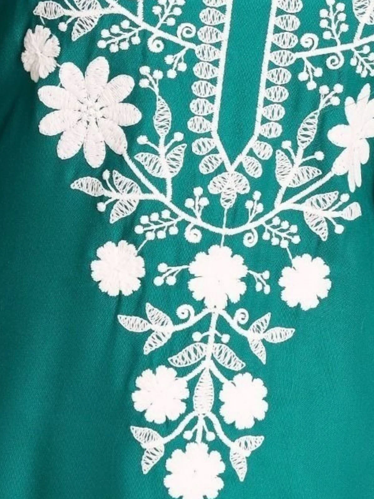 Odette Sea Green Rayon Embroidered Kurti For Women - Image 4