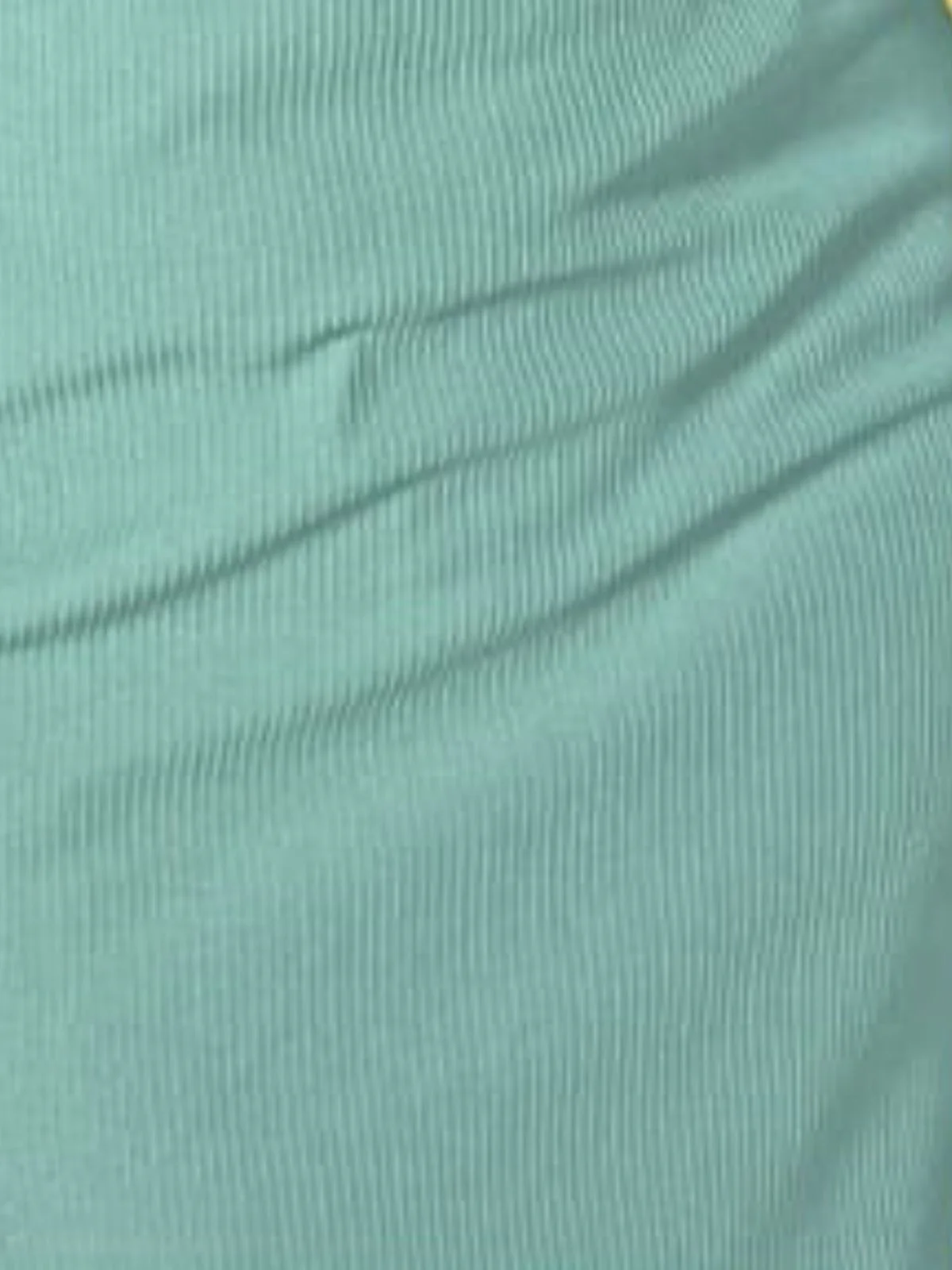 Odette Sea Green Ribbed Knit Solid Dresses For Women - Image 4