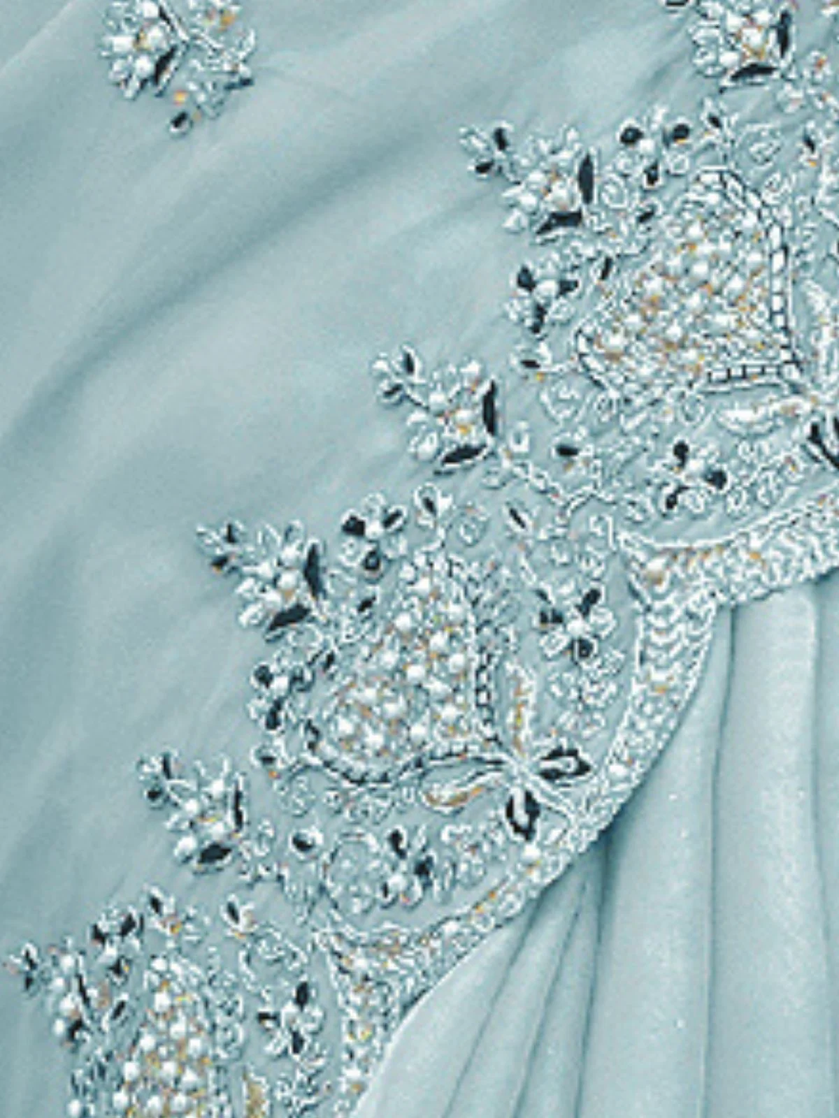 Odette Sea Green Silk Blend Embellished Elegant Saree For Women - Image 4
