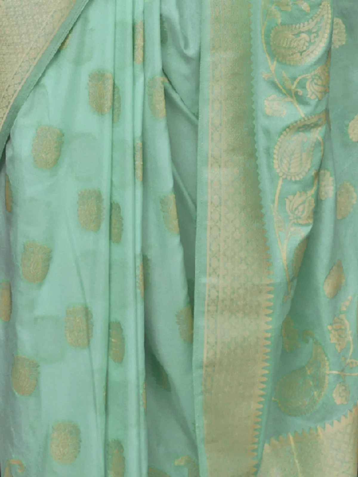 Odette Sea Green Woven Design Silk Blend Saree With Unstitched Blouse For Women - Image 3