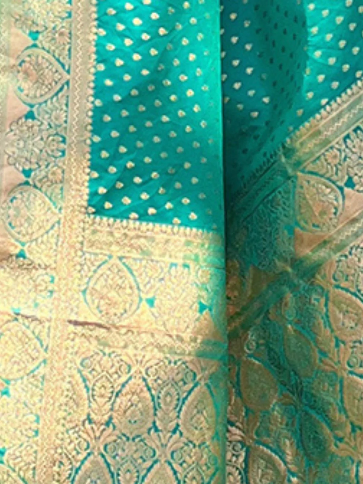 Odette Sea Green Woven Design Silk Blend Saree With Unstitched Blouse For Women - Image 4