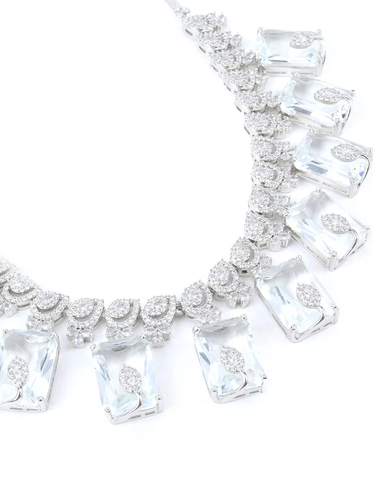 Odette Silver Alloy Embellished Jewellery Set For Women - Image 4