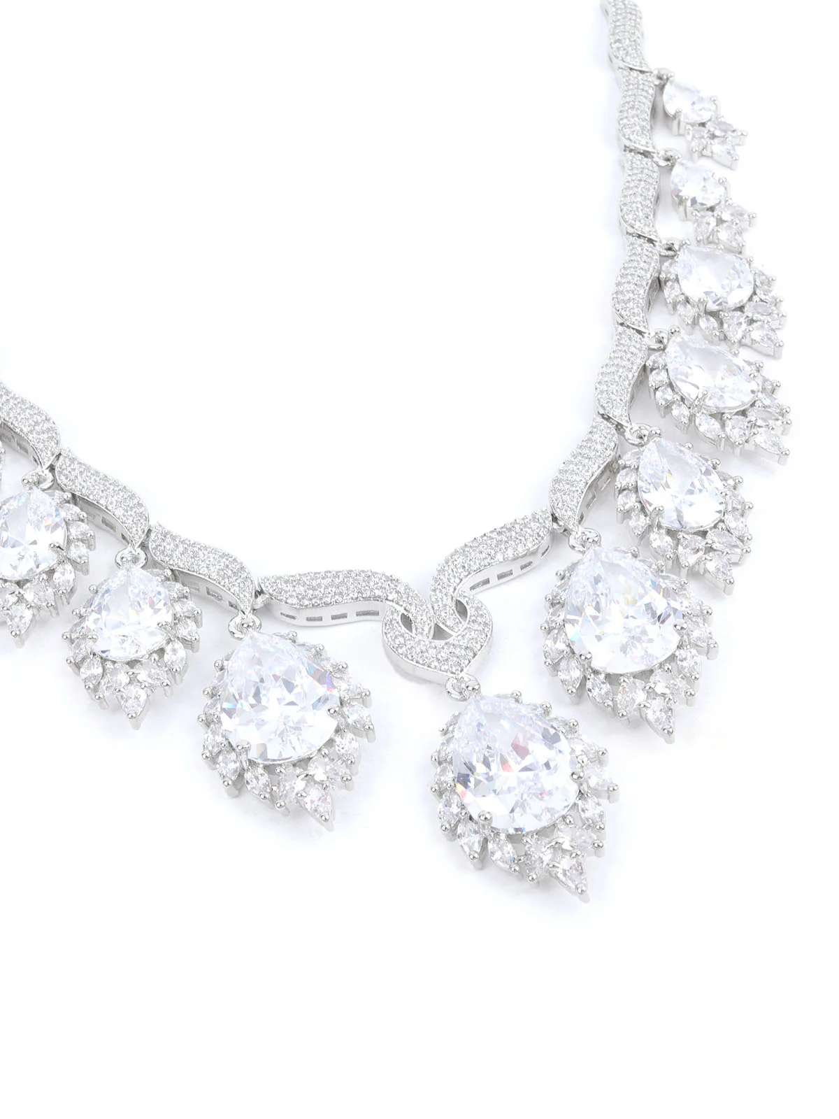 Odette Silver Alloy Embellished Jewellery Set For Women - Image 5