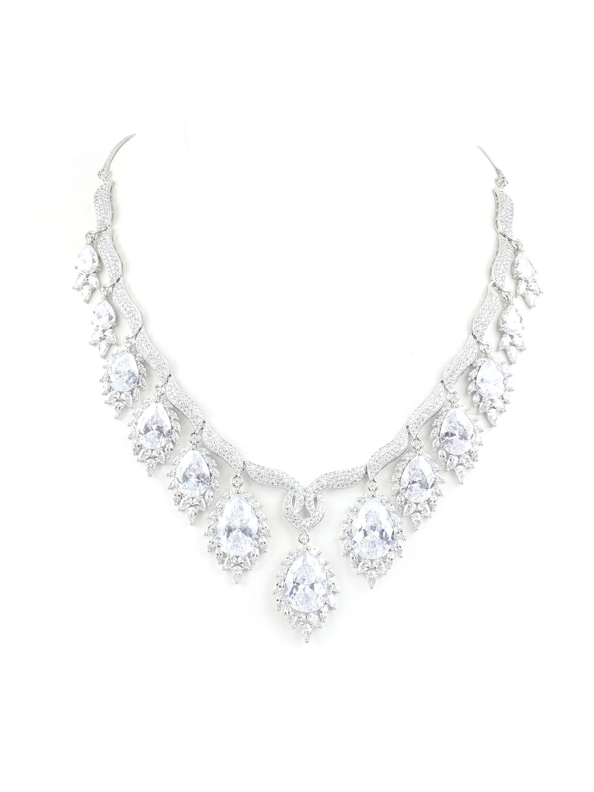 Odette Silver Alloy Embellished Jewellery Set For Women - Image 6