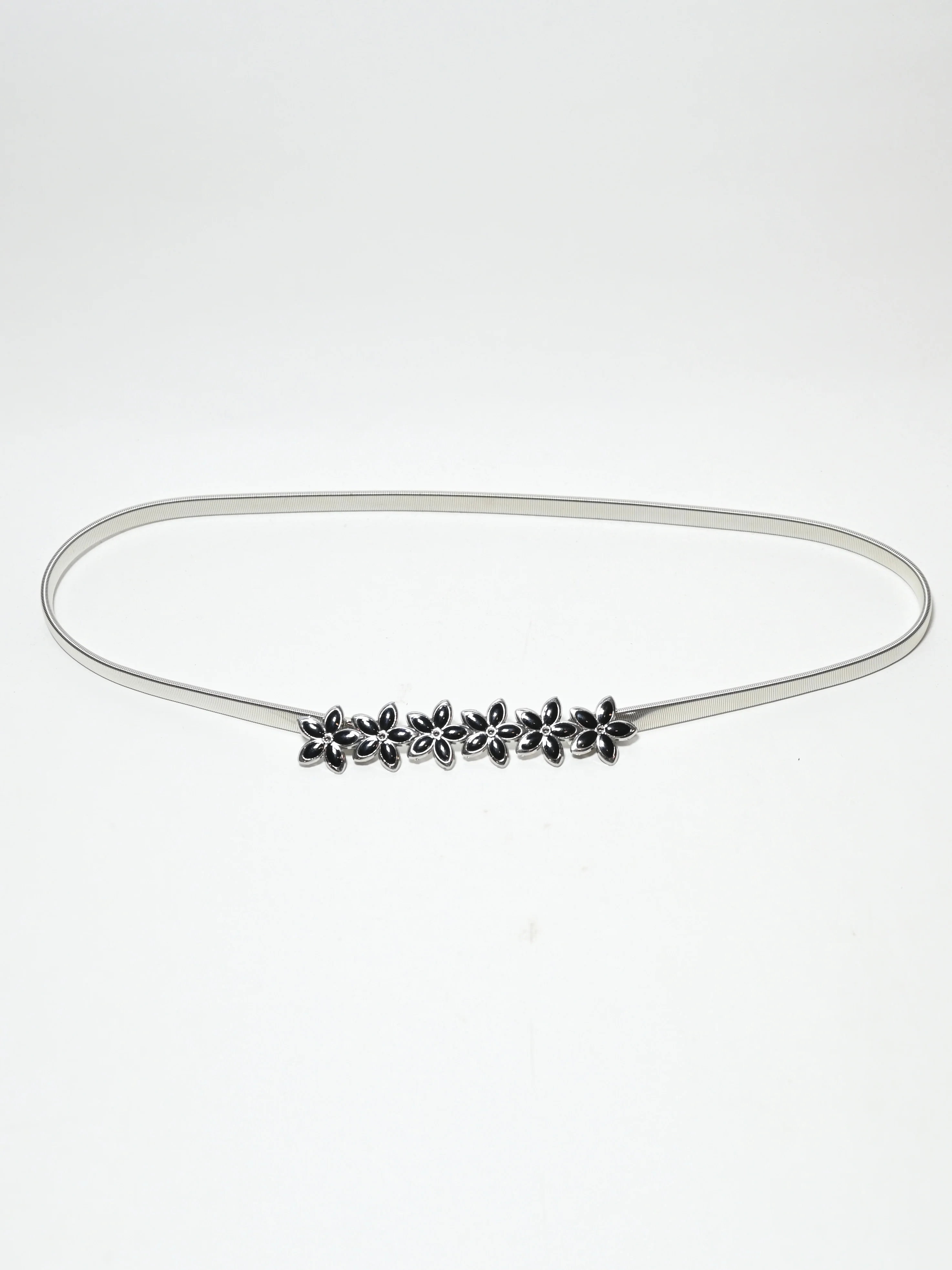 Odette Silver Alloy Floral Belt For Women - Image 4