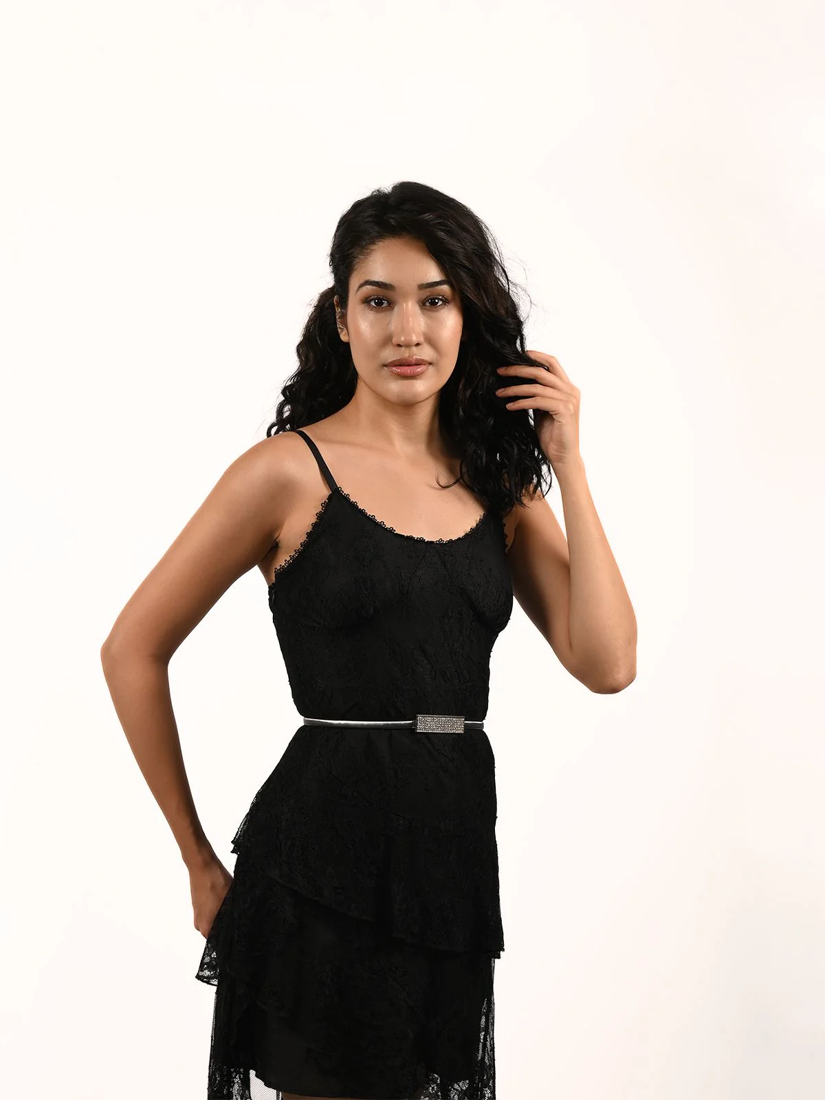 Odette Silver Alloy Solid Belt For Women