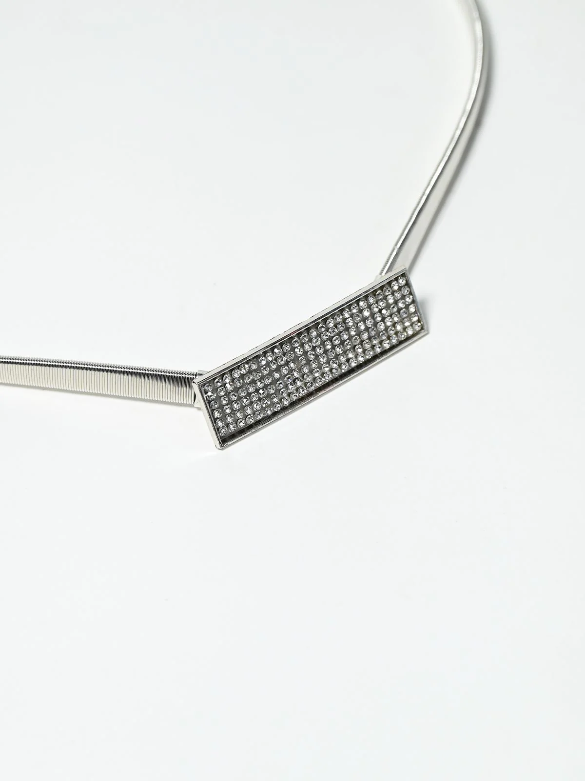Odette Silver Alloy Solid Belt For Women - Image 3