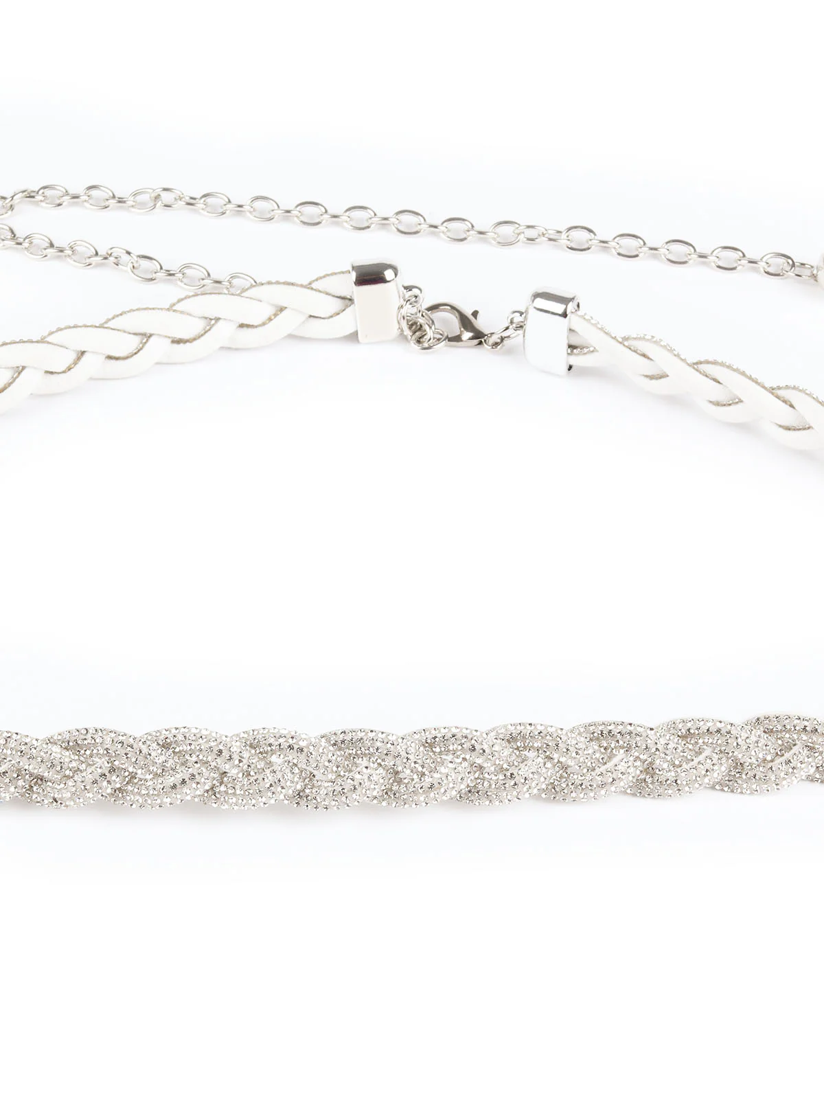 Odette Silver Alloy & Suede Embellished Belt For Women - Image 4