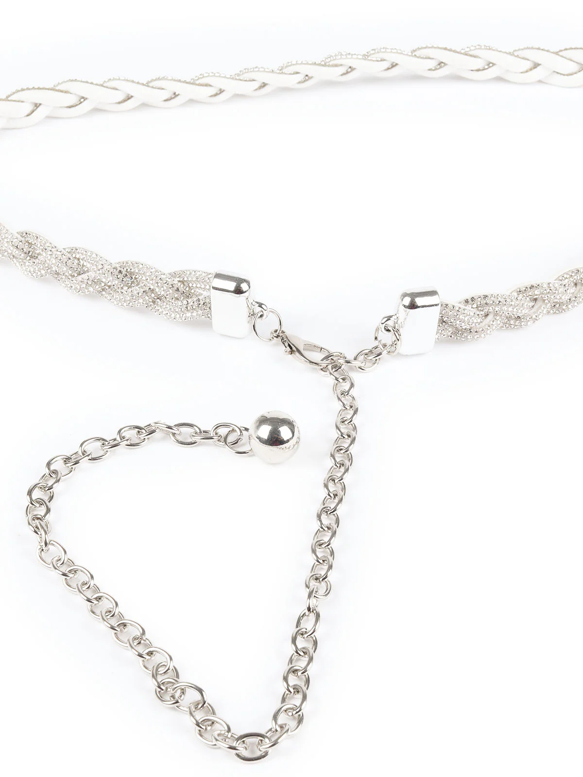 Odette Silver Alloy & Suede Embellished Belt For Women - Image 6