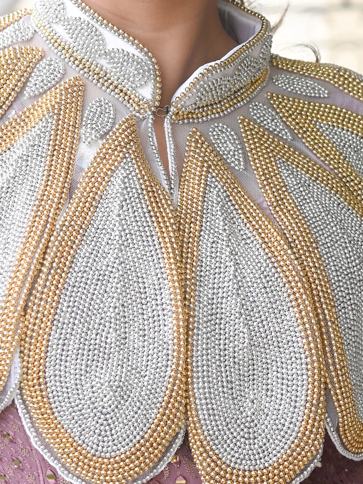 Odette Silver And Gold Embroidered  Beads Cape For Women - Image 4