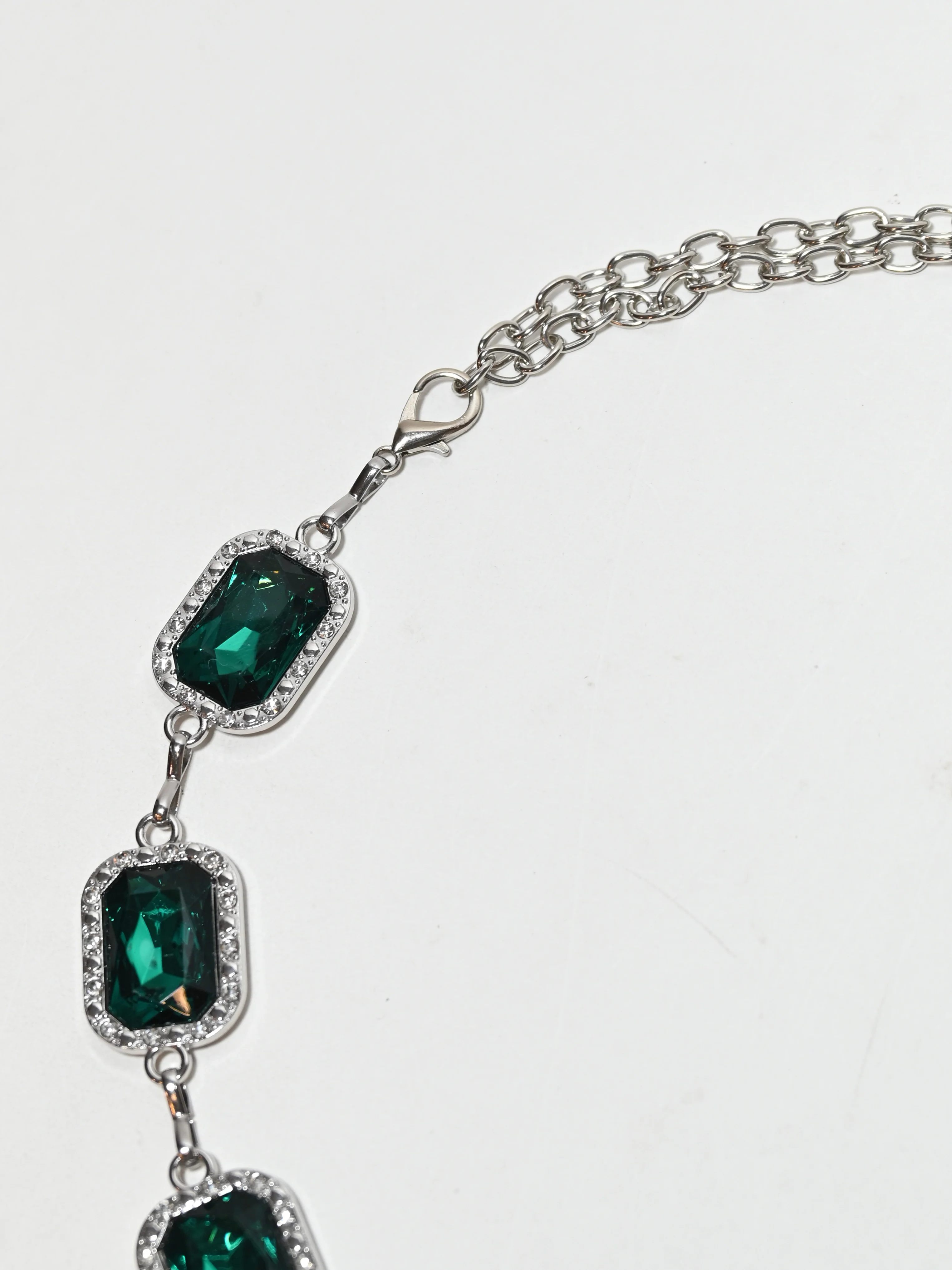 Odette Silver And Green Alloy Stone Work Belt For Women - Image 3