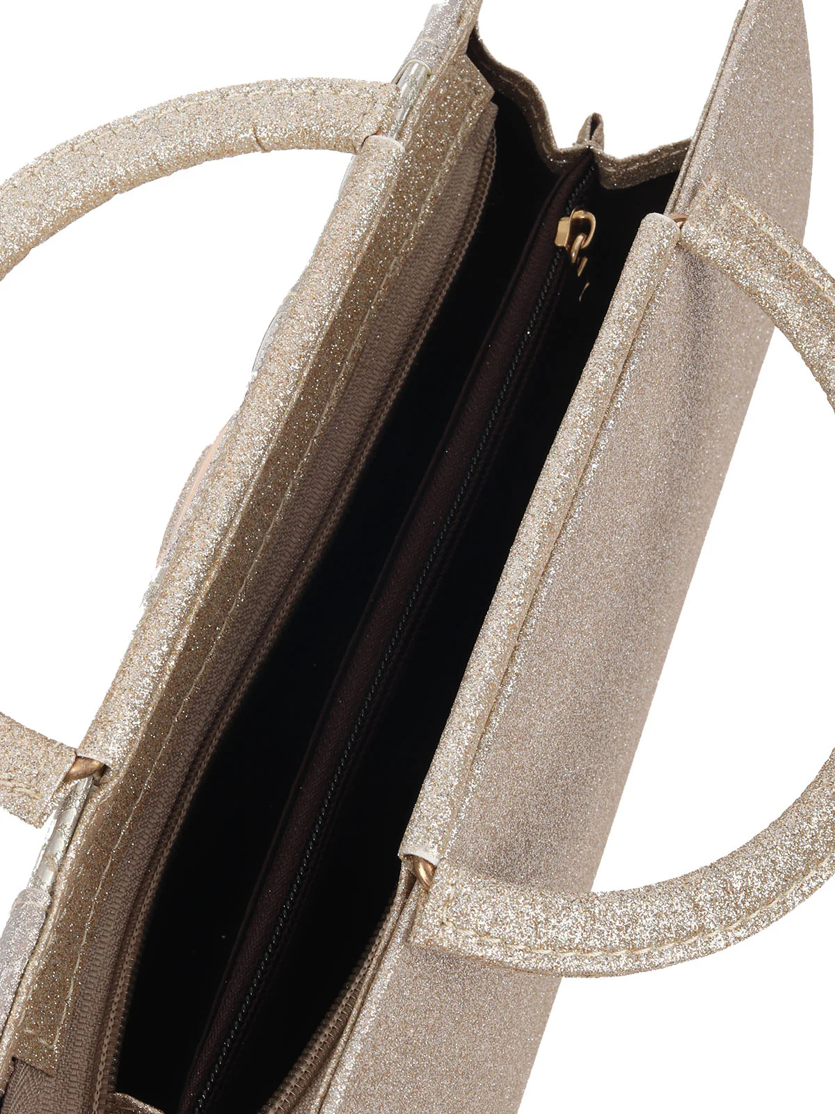 Odette Silver Glittery Fabric Hand Bag For Women - Image 6