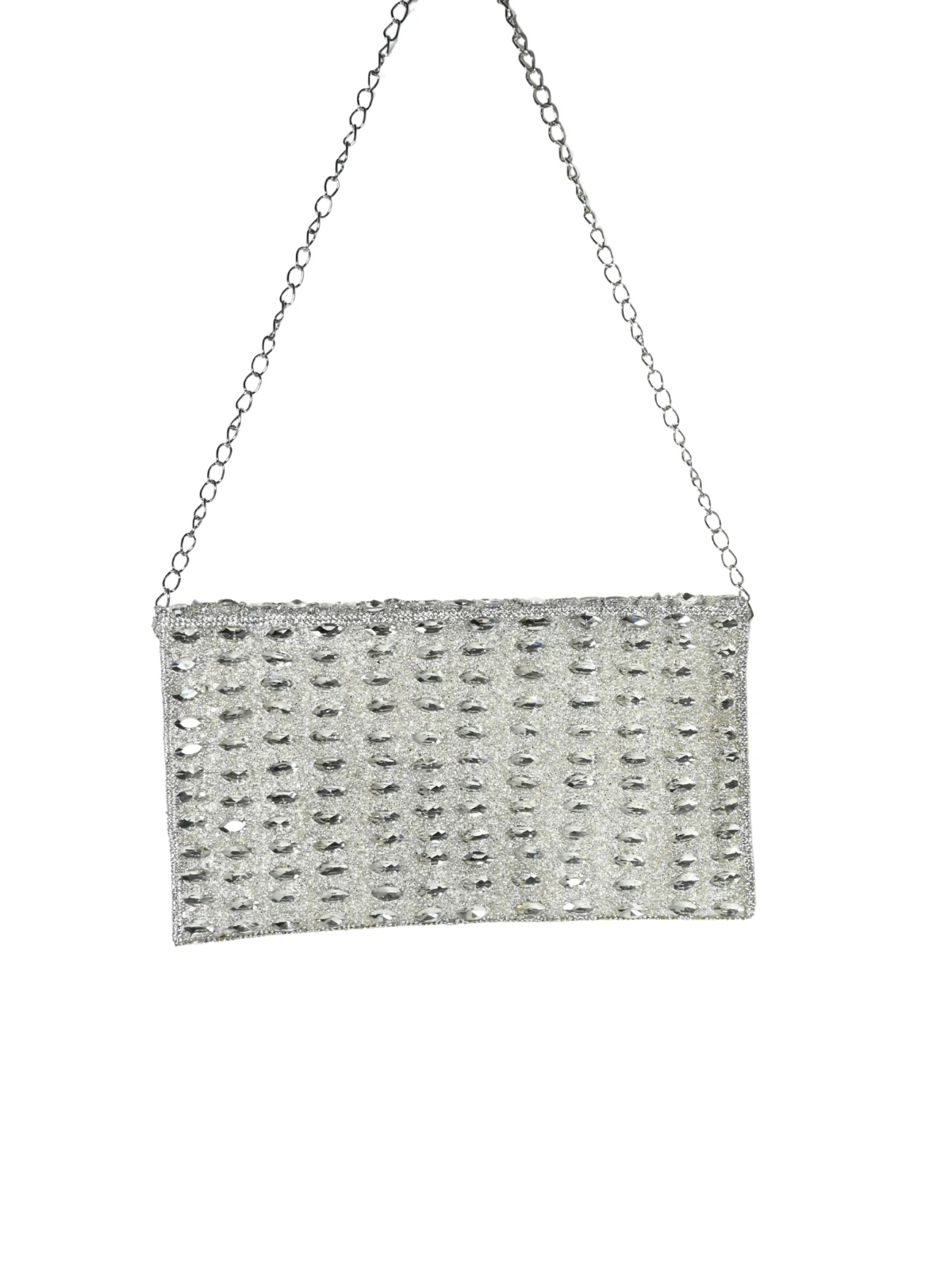 Odette Silver Jute Embellished Clutch For Women - Image 7