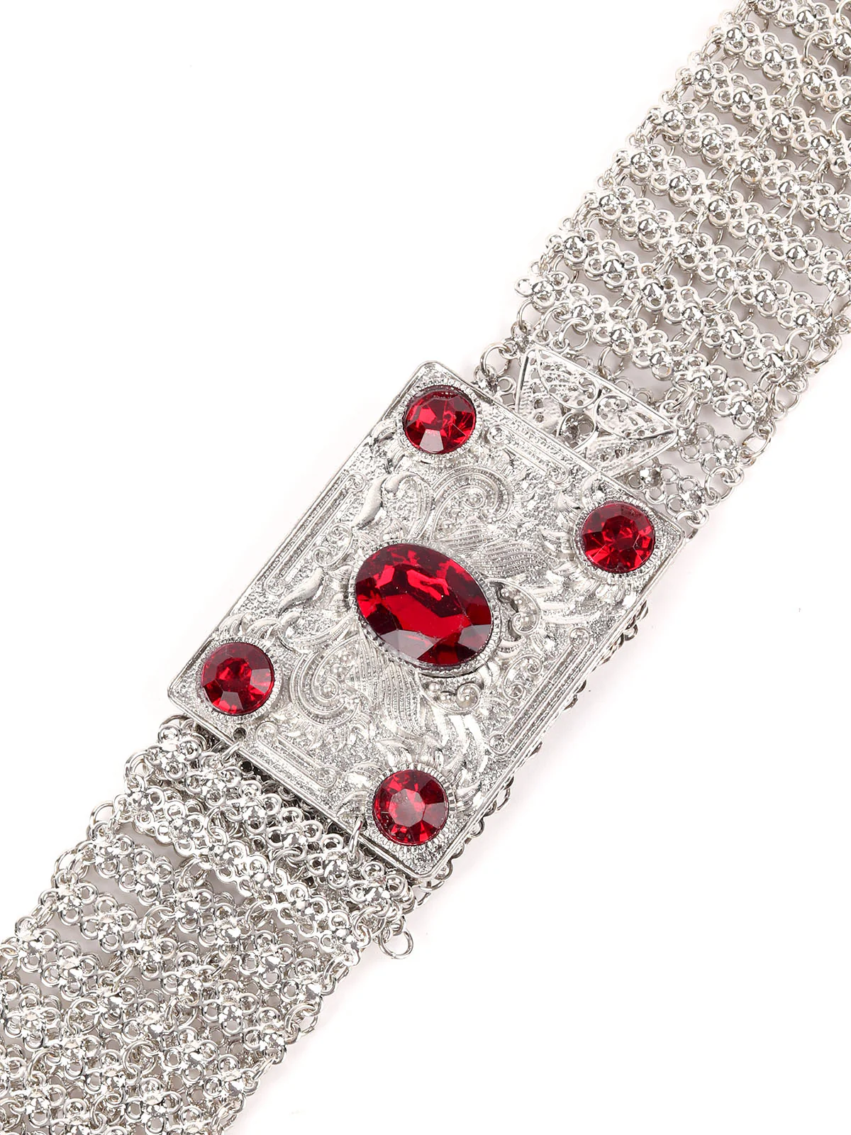 Odette Silver Metal Embellished Waist Belt for Women - Image 4