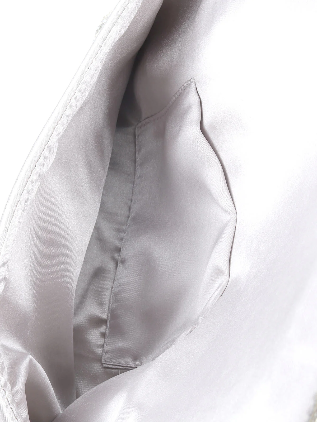 Odette Silver Satin Embellished Clutch For Women - Image 4