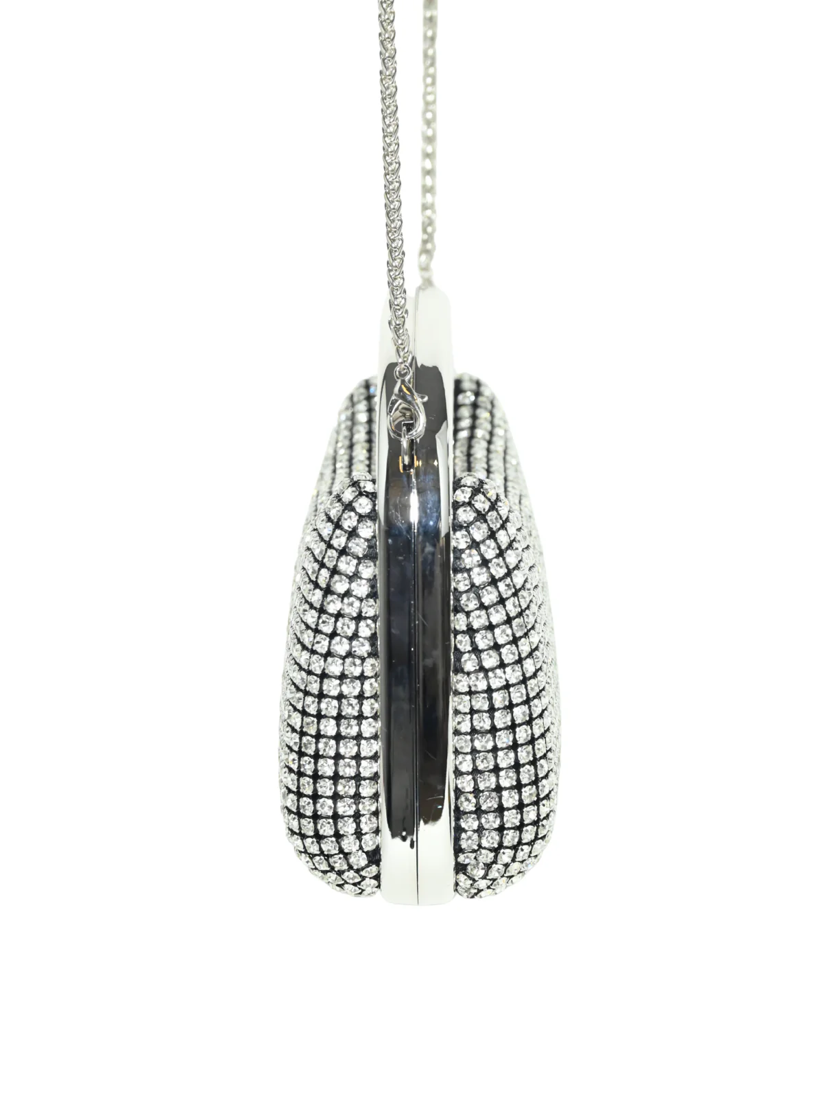 Odette Silver Silk Blend Embellished Clutch For Women - Image 4
