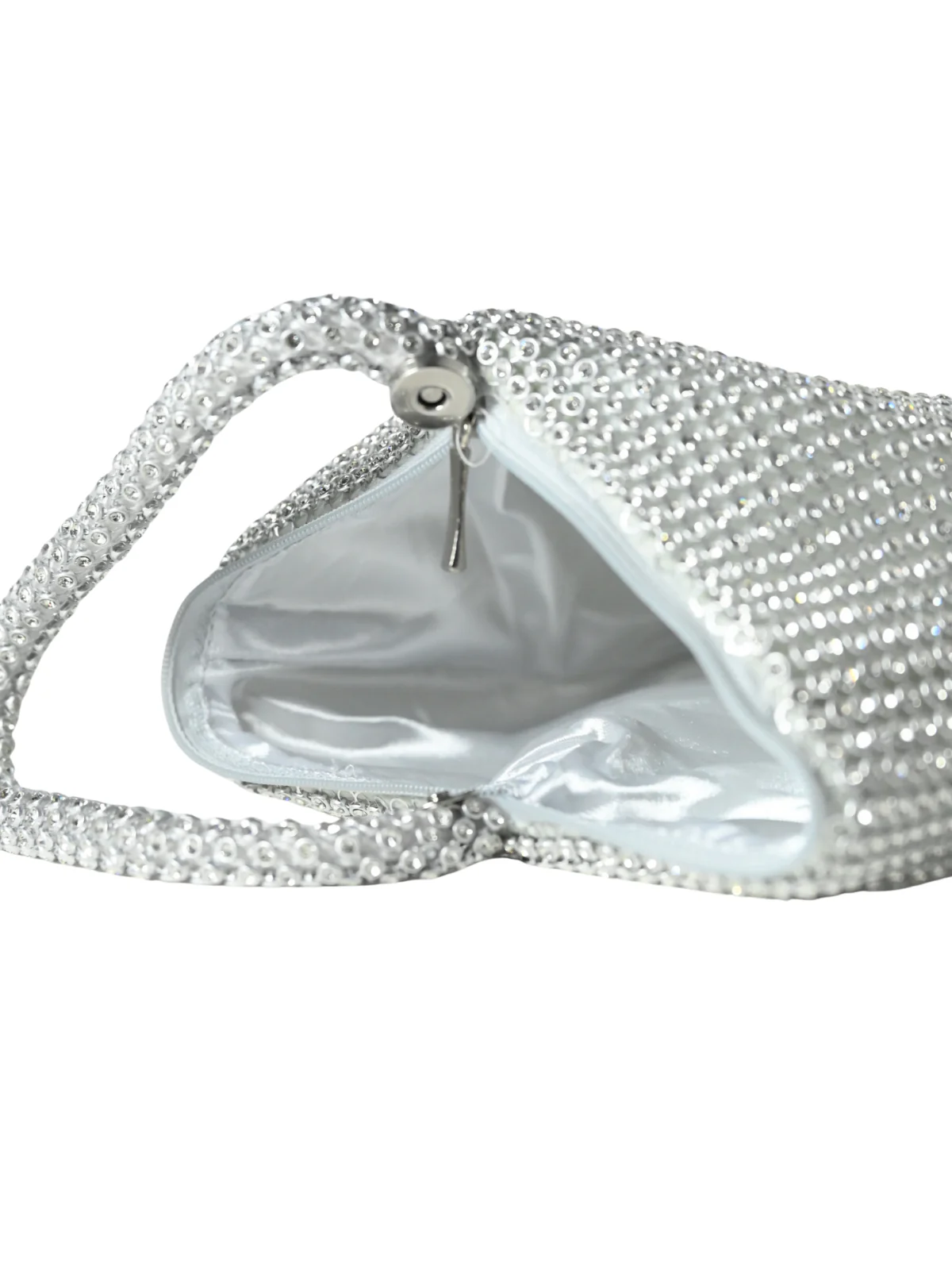 Odette Silver Silk Blend Embellished Potli For Women - Image 6