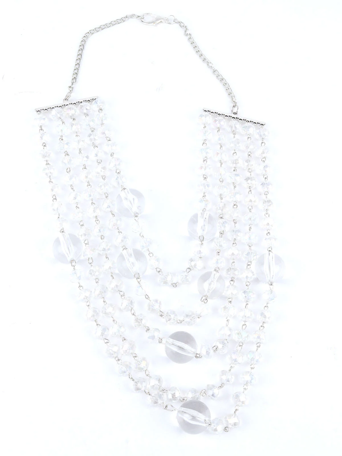Odette Silver & Transparent Alloy Embellished Neckpiece For Women - Image 4