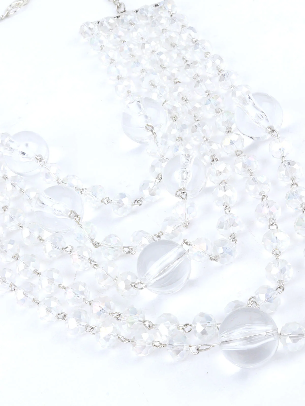 Odette Silver & Transparent Alloy Embellished Neckpiece For Women - Image 5