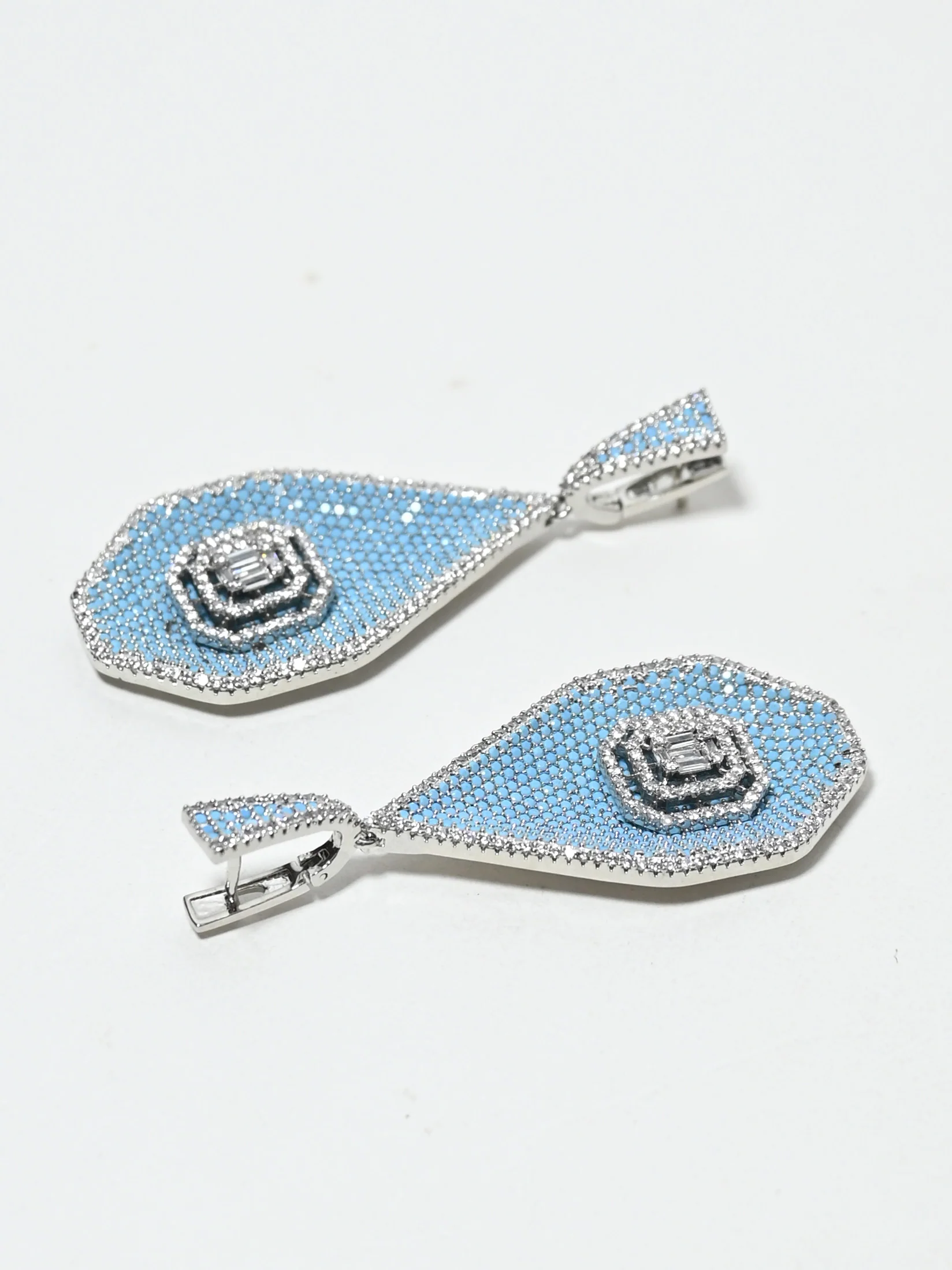 Odette Sky Blue Alloy Stone Earrings For Women - Image 5