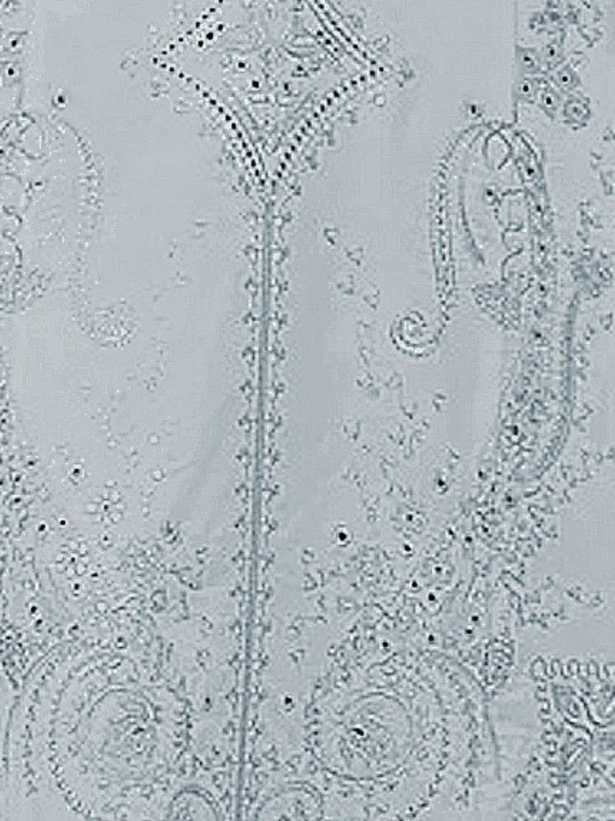 Odette Sky Blue Cotton Blend Embroidered Semi Stitched Kurta Set For Women - Image 3