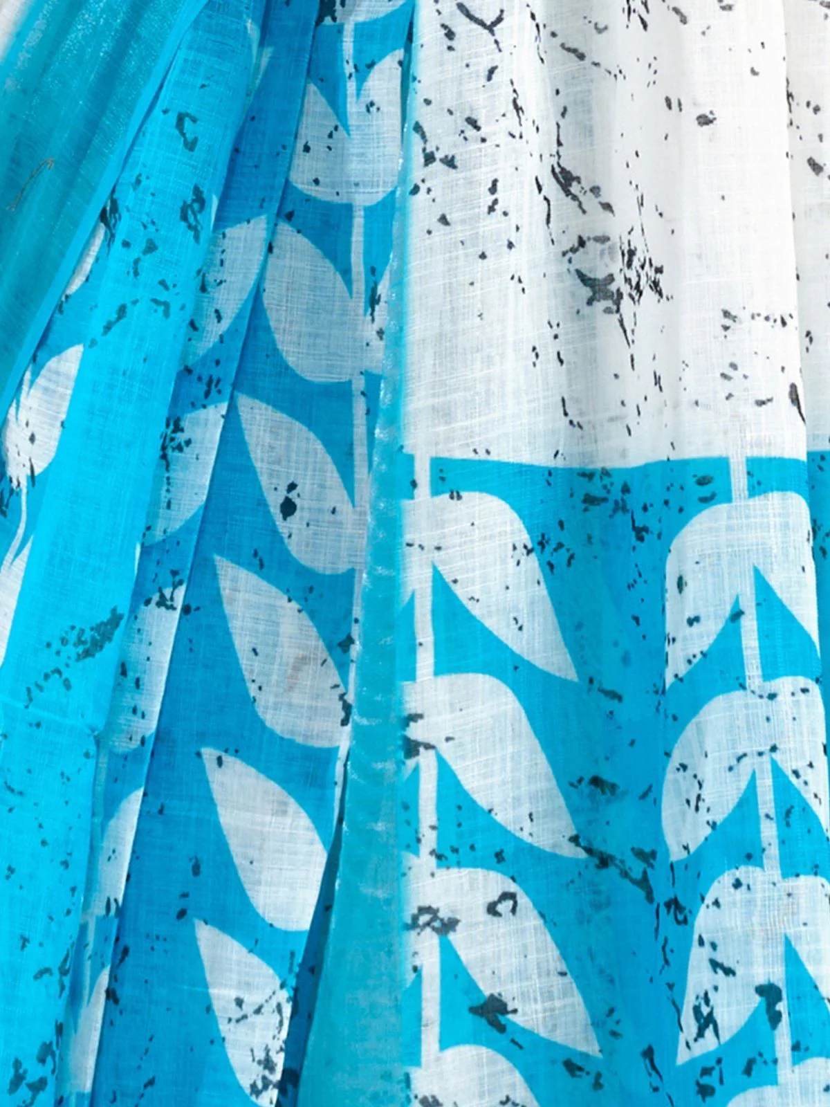 Odette Sky Blue Cotton Linen Zari Work Saree For Women - Image 5