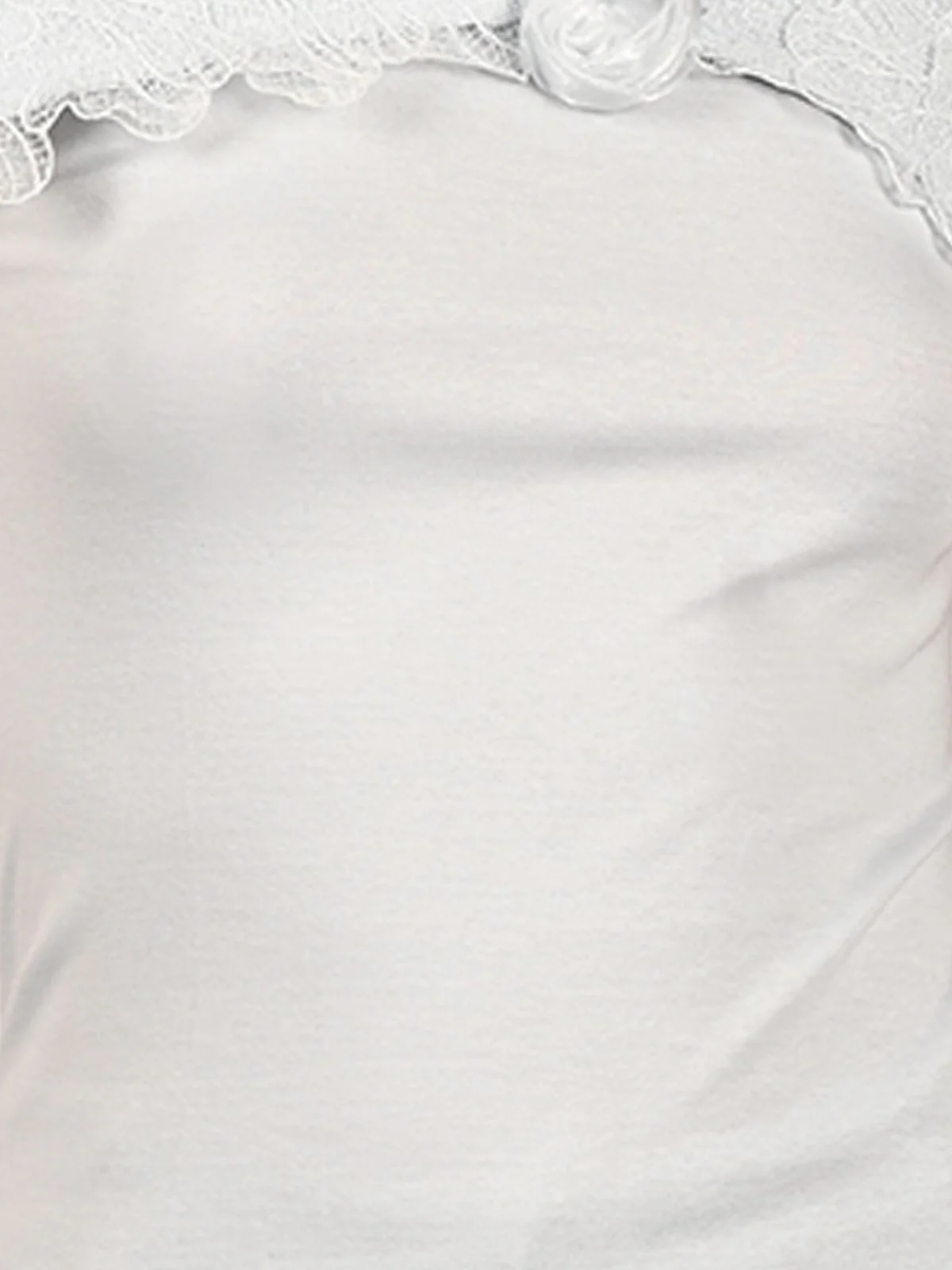 Odette Sky Blue Cotton Lycra Solid Top For Women - Image 6