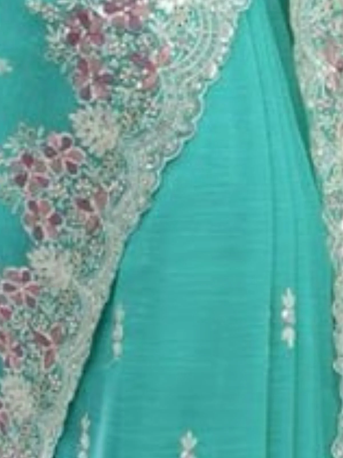 Odette Sky Blue Crush Embroidered Saree For Women - Image 4