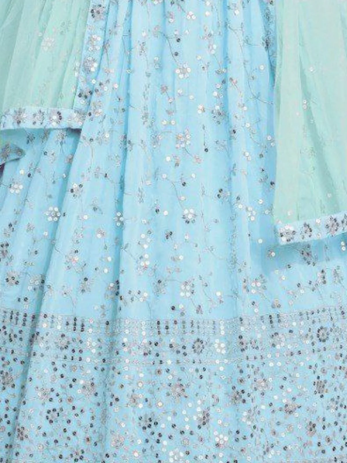 Odette Sky Blue Georgette Embellished Semi Stitched Lehenga For Women - Image 5