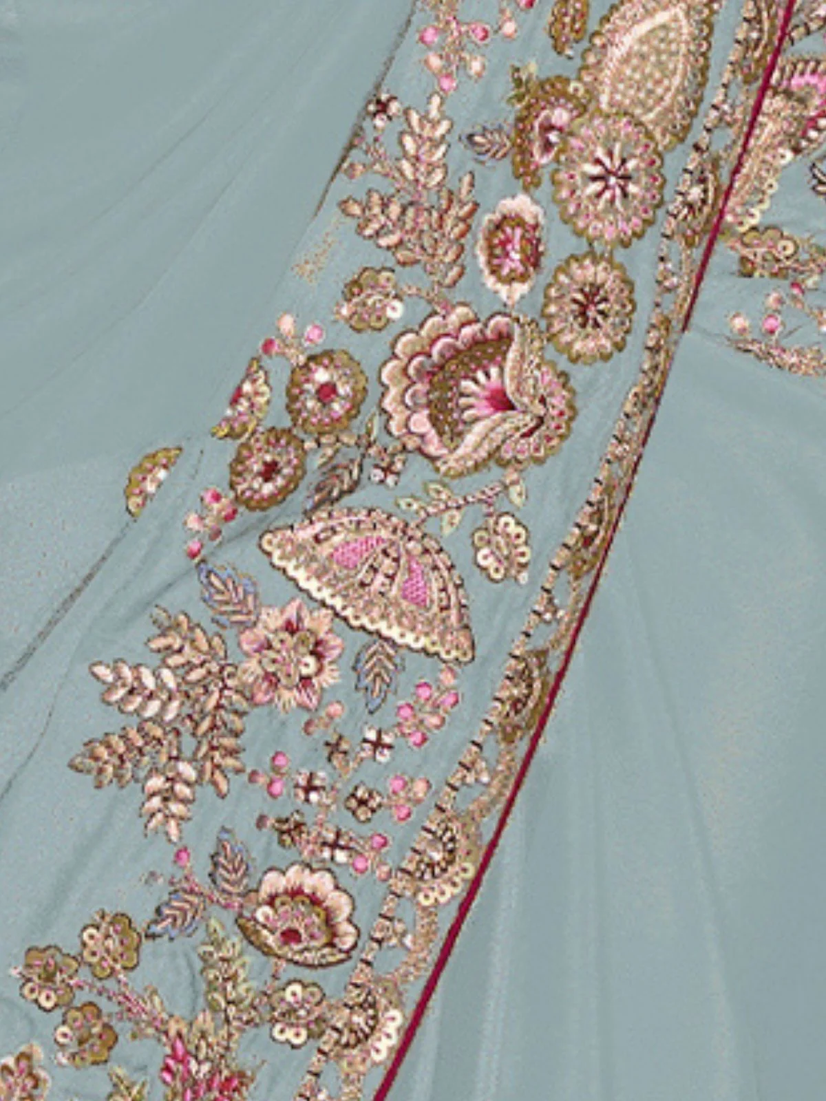 Odette Sky Blue Georgette Embroidered Elegant Saree For Women - Image 4