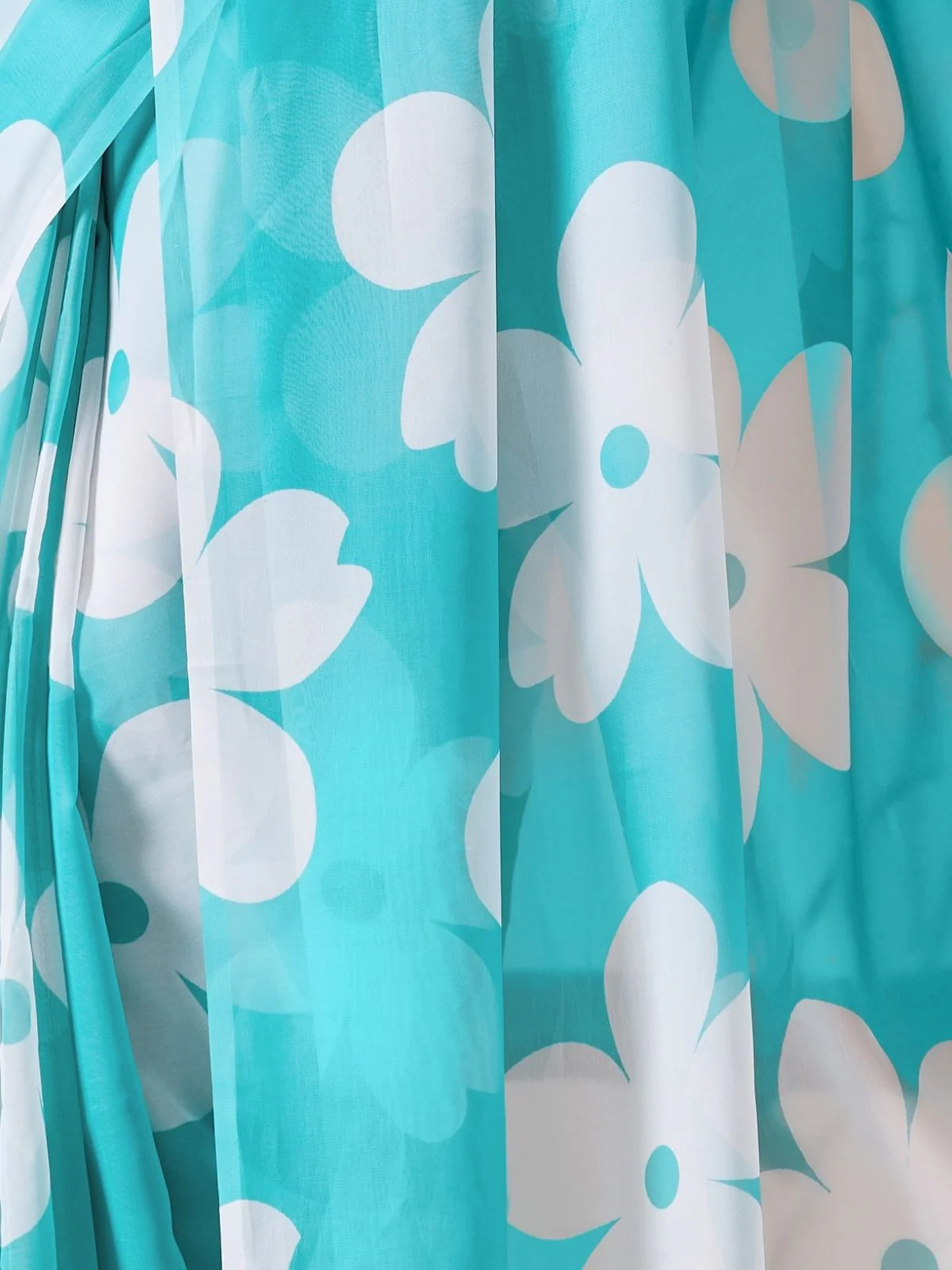 Odette Sky Blue Georgette Printed Saree For Women - Image 6