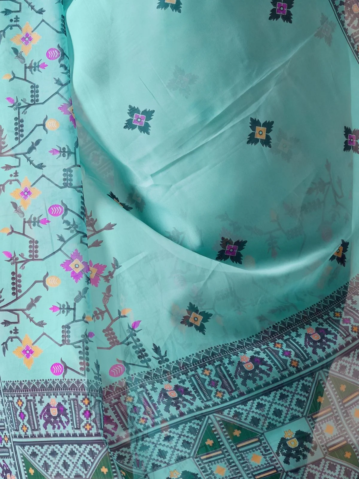 Odette Sky Blue Georgette Printed Saree For Women - Image 5