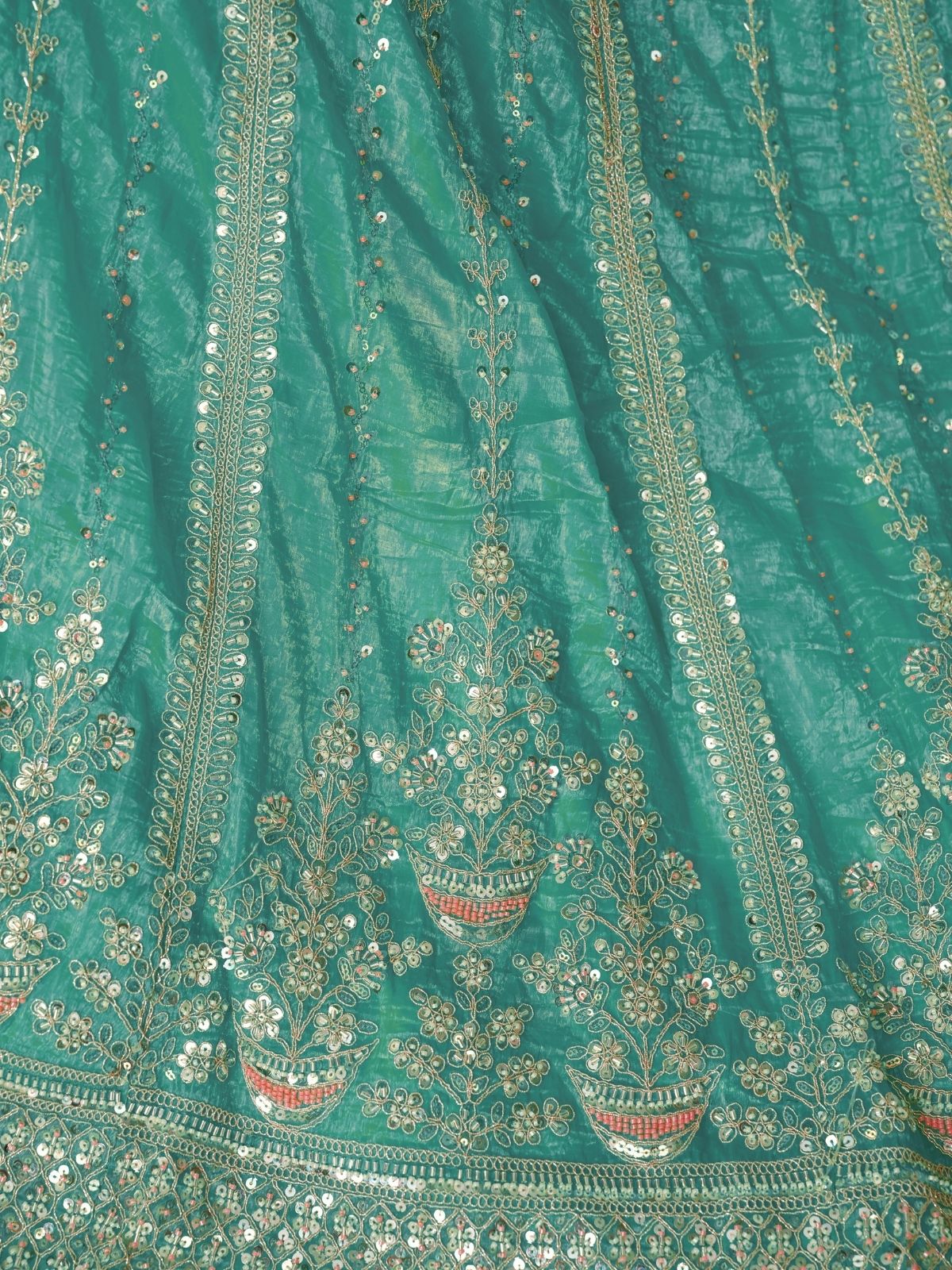 Odette Sky Blue Jimmy Choo Embroidered Semi-Stitched Lehenga For Women - Image 5