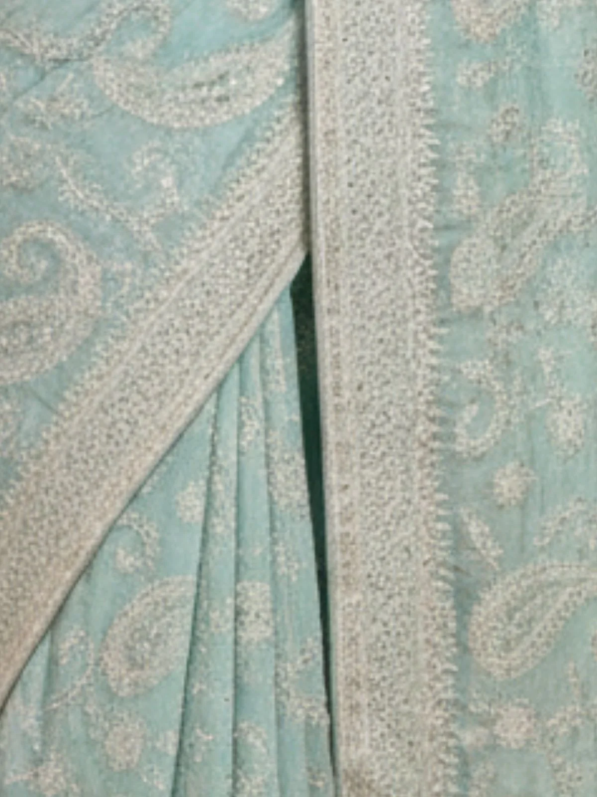 Odette Sky Blue Organza Embroidered Solid Saree For Women - Image 4