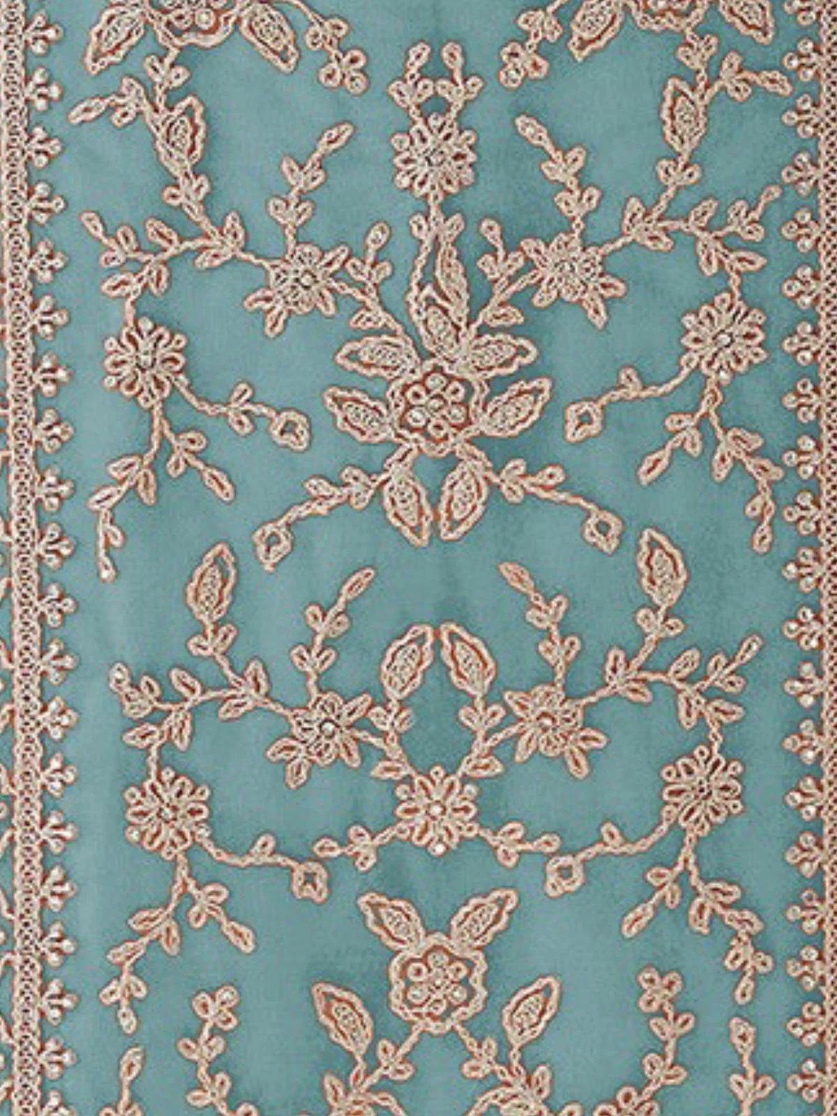 Odette Sky Blue Silk Blend Embroidered Semi Stitched Kurta Set For Women - Image 3
