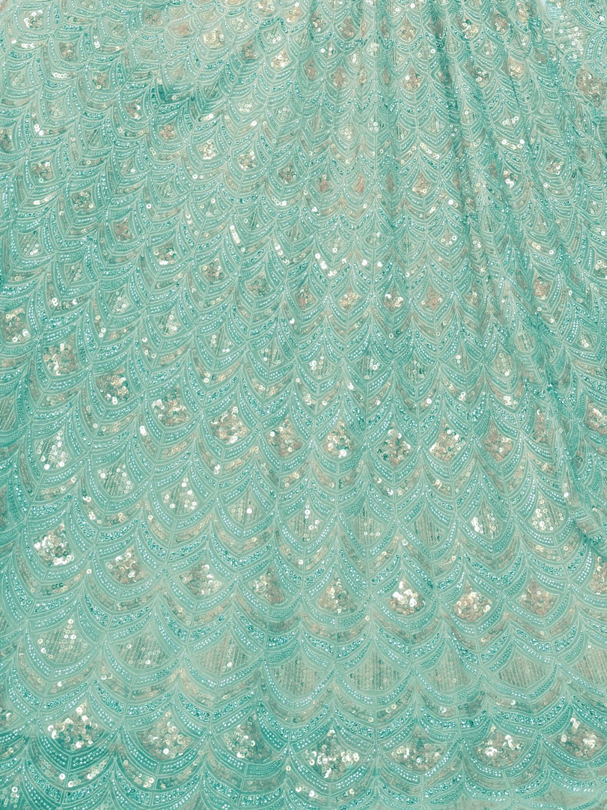Odette Sky Blue Soft Net Embroidered Semi Stitched Lehenga With Unstitched Blouse For Women - Image 6