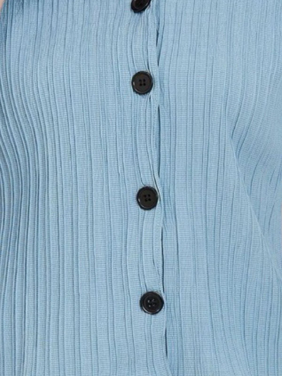 Odette Sky Blue Sugarcane Solid Shirt For Women - Image 4